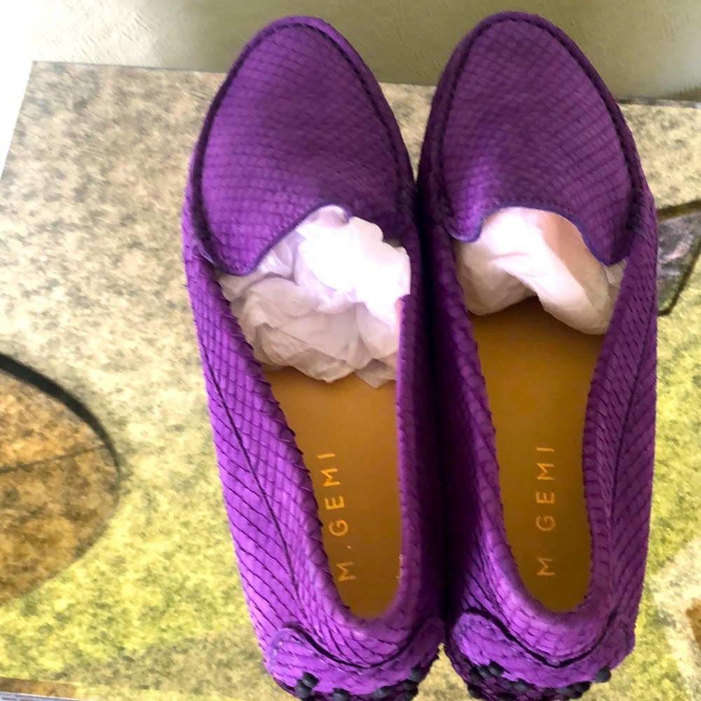 M. Gemi purple textured suede driving moccasins